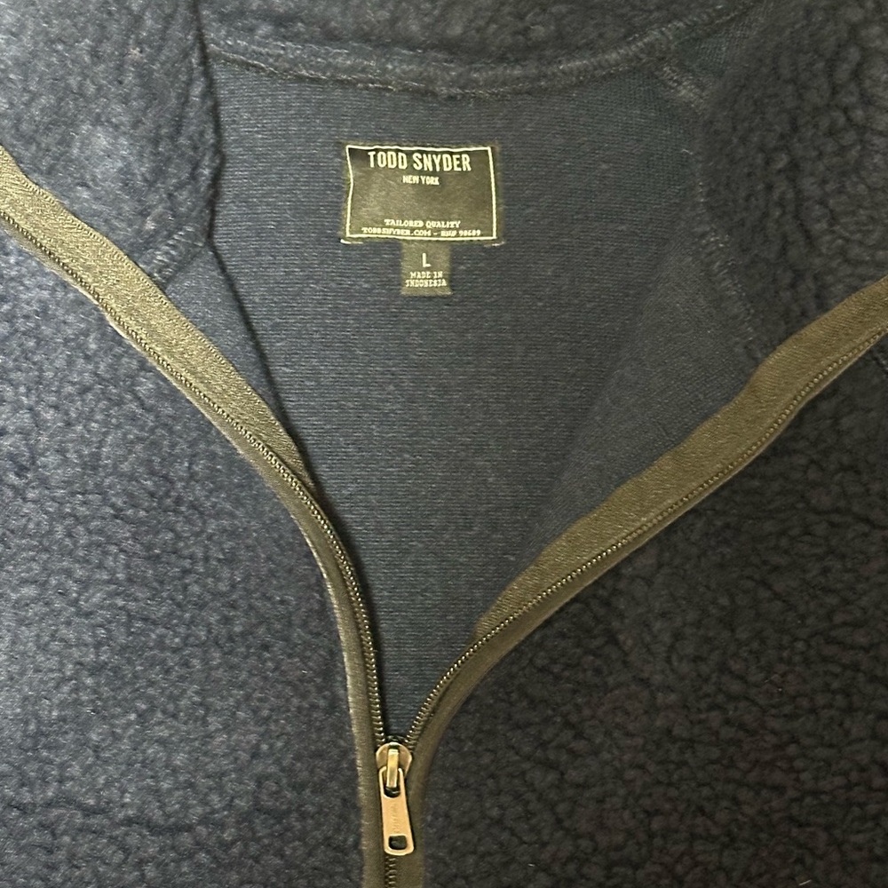 Todd Snyder Navy and Charcoal Fleece Pullover / Jacket - Picture 3 of 7